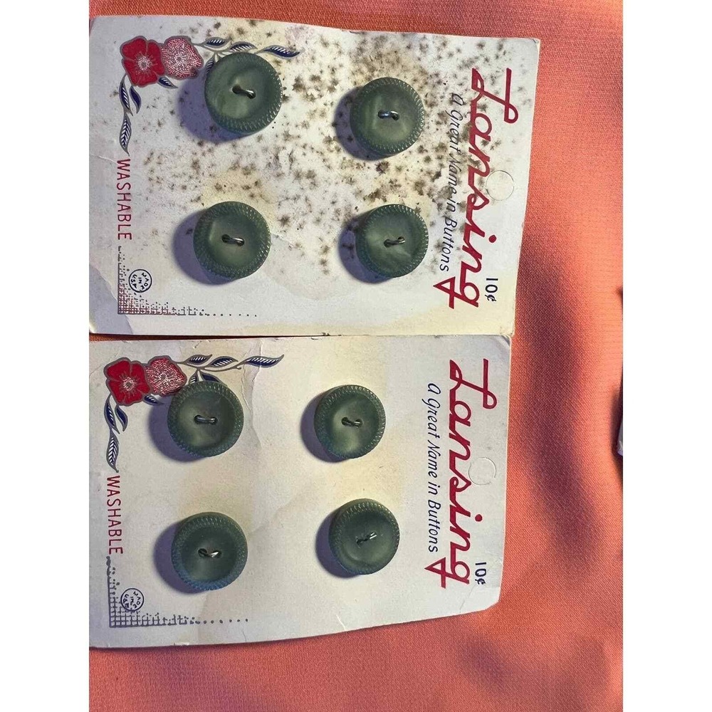 Vintage Lansing Green Buttons Set of gray/green Size 24 appx 9/16"